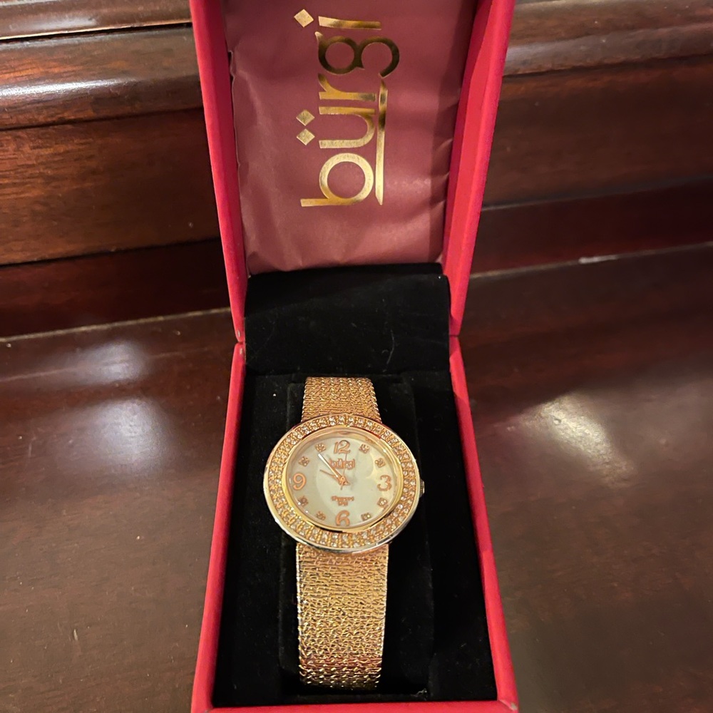 NWOT Designer ladies watch 
Burgi Women's Crystal Accented Swiss Watch